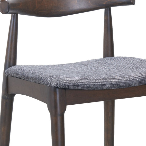 HomeRoots Set of Two Gray Solid Wood Low Back Bar Chairs with Plush Fabric Seat for Modern Comfort 625642