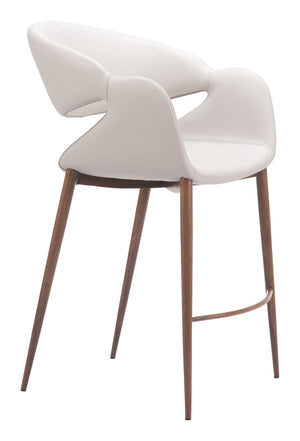 HomeRoots Set of Two Chic Beige Low-Back Bar Chairs with Armrests for Modern Kitchens and Dining Spaces 625643
