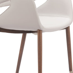 HomeRoots Set of Two Chic Beige Low-Back Bar Chairs with Armrests for Modern Kitchens and Dining Spaces 625643