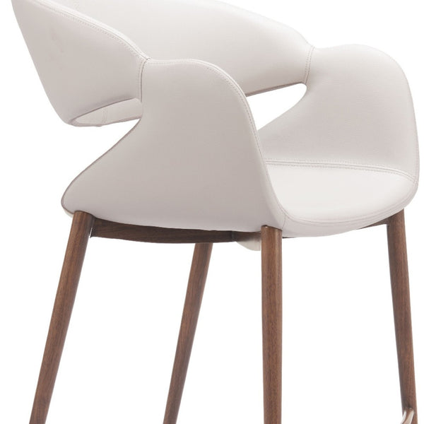 HomeRoots Set of Two Chic Beige Low-Back Bar Chairs with Armrests for Modern Kitchens and Dining Spaces 625643