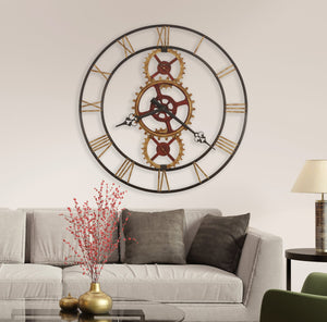 Hekman Furniture 625645 Hannes Oversized Industrial Wall Clock With Antique Brass Accents - Stylish & Easy To Assemble  Hannes Wall Clock 625645