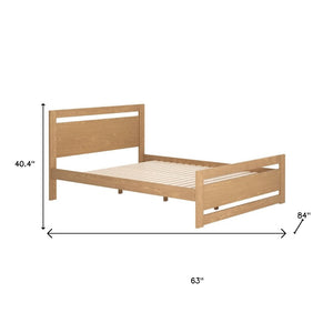 HomeRoots Brown Wood Queen Bed Frame - Modern Minimalist Platform Design for Stylish Comfort & Support 625646