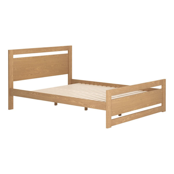 HomeRoots Brown Wood Queen Bed Frame - Modern Minimalist Platform Design for Stylish Comfort & Support 625646