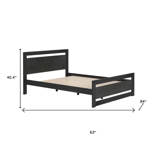HomeRoots Black Wood Queen Bed Frame - Modern Durable Design with Platform Support, Perfect for Any Bedroom Style 625647