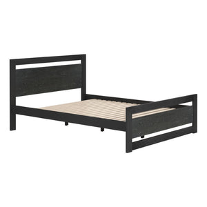 HomeRoots Black Wood Queen Bed Frame - Modern Durable Design with Platform Support, Perfect for Any Bedroom Style 625647
