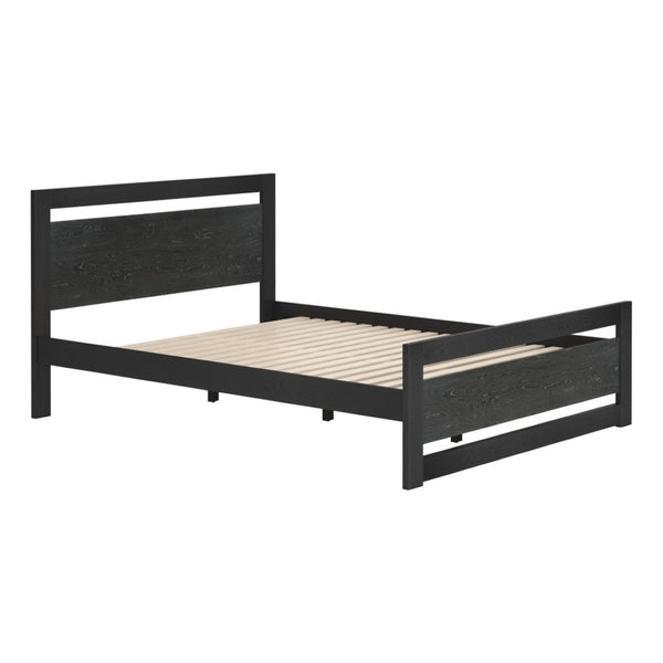 HomeRoots Black Wood Queen Bed Frame - Modern Durable Design with Platform Support, Perfect for Any Bedroom Style 625647
