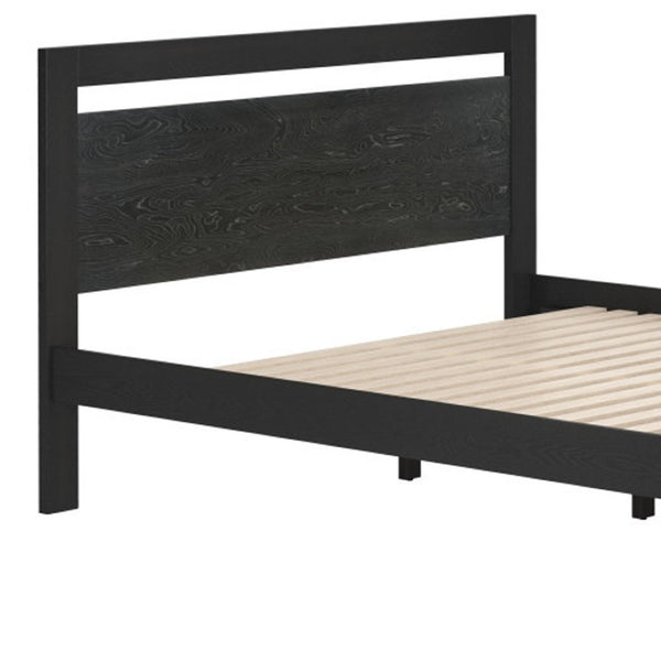 HomeRoots Black Wood Queen Bed Frame - Modern Durable Design with Platform Support, Perfect for Any Bedroom Style 625647