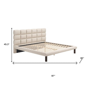 HomeRoots Beige Upholstered King Bed Frame - Modern Design with Durable Birch Wood, Cozy Comfort & Style 625648