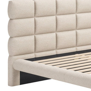 HomeRoots Beige Upholstered King Bed Frame - Modern Design with Durable Birch Wood, Cozy Comfort & Style 625648