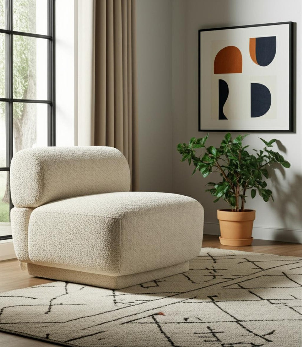 HomeRoots 34" Beige Upholstered Side Chair - Modern Comfort With Durable Design for Any Space, No Assembly Needed! 625665