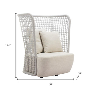 HomeRoots 37" Beige and Black Fabric Side Chair - Modern Accent with Slipcover, Durable Frame & Plush Comfort 625668