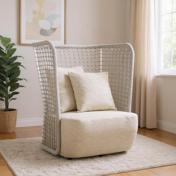 HomeRoots 37" Beige and Black Fabric Side Chair - Modern Accent with Slipcover, Durable Frame & Plush Comfort 625668