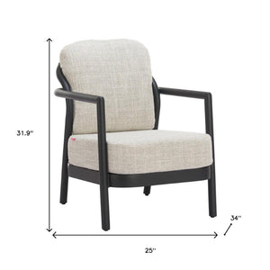 HomeRoots 25" Elegant Beige and Black Fabric Arm Chair – Modern Comfort, Durable Design for Home & Office 625669