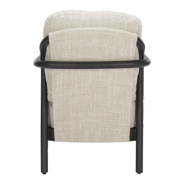 HomeRoots 25" Elegant Beige and Black Fabric Arm Chair – Modern Comfort, Durable Design for Home & Office 625669
