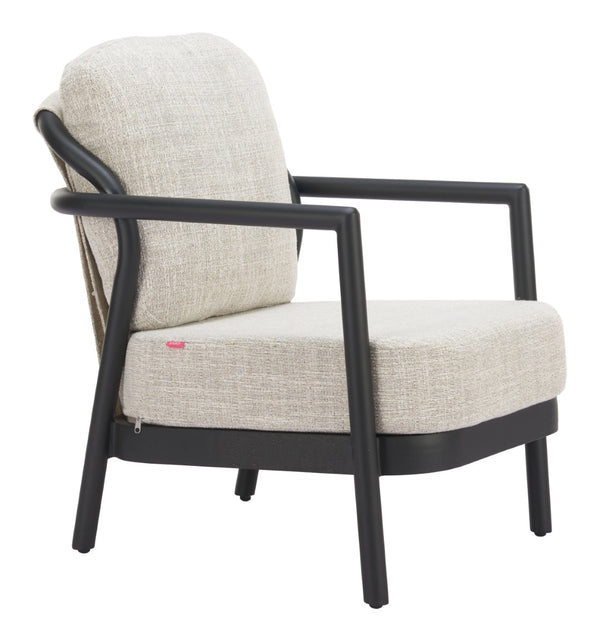 HomeRoots 25" Elegant Beige and Black Fabric Arm Chair – Modern Comfort, Durable Design for Home & Office 625669
