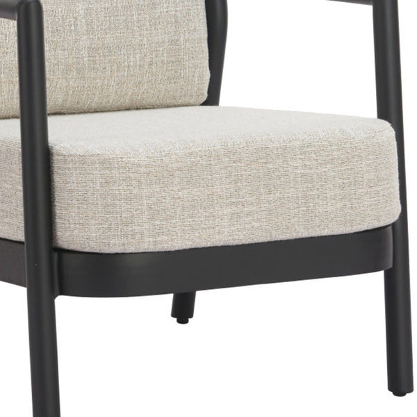 HomeRoots 25" Elegant Beige and Black Fabric Arm Chair – Modern Comfort, Durable Design for Home & Office 625669