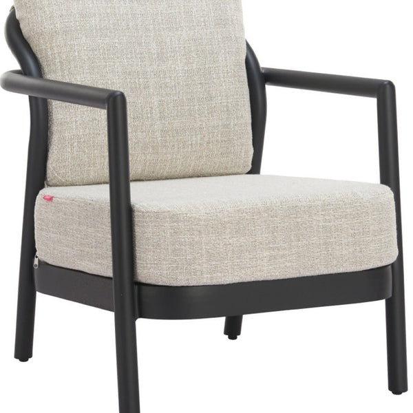 HomeRoots 25" Elegant Beige and Black Fabric Arm Chair – Modern Comfort, Durable Design for Home & Office 625669