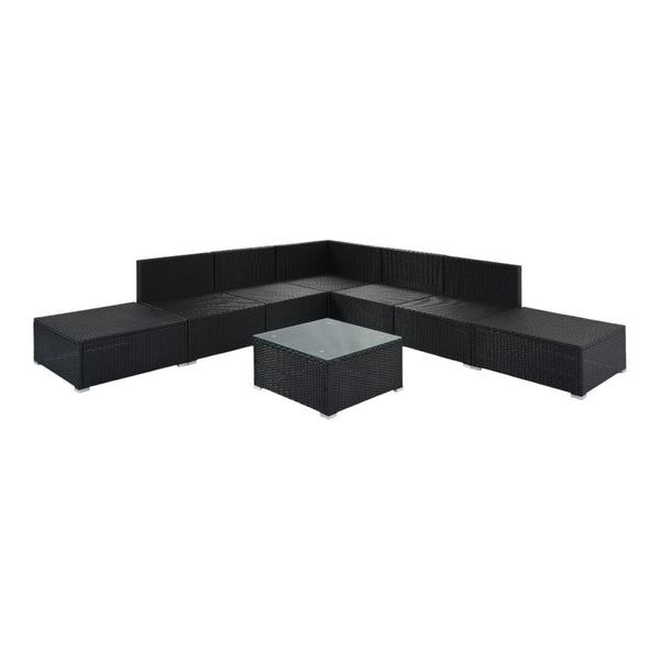 HomeRoots Two Piece Gray Wicker Sectional Seating Group with Cushions & Coffee Table for Outdoor Comfort 625671