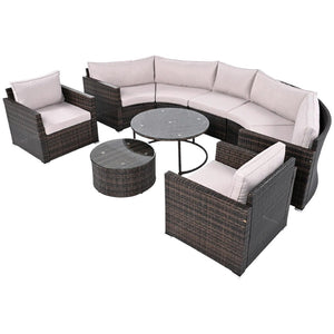 HomeRoots Two Piece Outdoor Wicker Sectional Seating Set with Plush Beige Cushions for Stylish Relaxation 625673