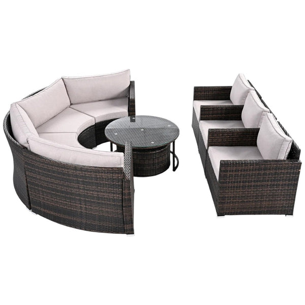 HomeRoots Two Piece Outdoor Wicker Sectional Seating Set with Plush Beige Cushions for Stylish Relaxation 625673