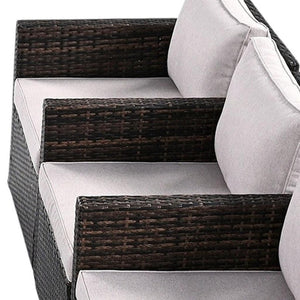 HomeRoots Two Piece Outdoor Wicker Sectional Seating Set with Plush Beige Cushions for Stylish Relaxation 625673