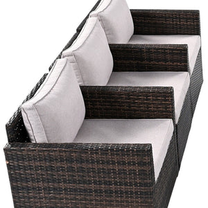 HomeRoots Two Piece Outdoor Wicker Sectional Seating Set with Plush Beige Cushions for Stylish Relaxation 625673