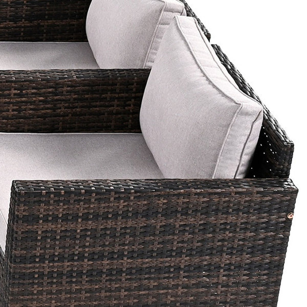 HomeRoots Two Piece Outdoor Wicker Sectional Seating Set with Plush Beige Cushions for Stylish Relaxation 625673
