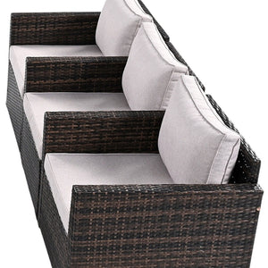 HomeRoots Two Piece Outdoor Wicker Sectional Seating Set with Plush Beige Cushions for Stylish Relaxation 625673