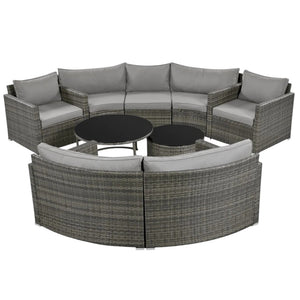 HomeRoots Two Piece Outdoor Gray Wicker Sectional Seating Set with Cushions & Coffee Table for Cozy Spaces 625674
