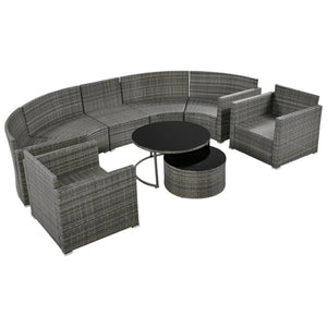 HomeRoots Two Piece Outdoor Gray Wicker Sectional Seating Set with Cushions & Coffee Table for Cozy Spaces 625674