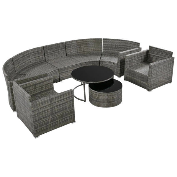 HomeRoots Two Piece Outdoor Gray Wicker Sectional Seating Set with Cushions & Coffee Table for Cozy Spaces 625674