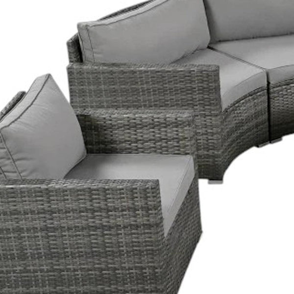 HomeRoots Two Piece Outdoor Gray Wicker Sectional Seating Set with Cushions & Coffee Table for Cozy Spaces 625674
