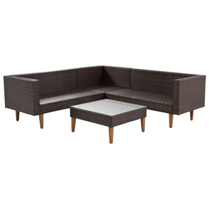 HomeRoots Two Piece Outdoor Wicker Sectional Seating Set with Beige Cushions & Coffee Table for Patios 625675