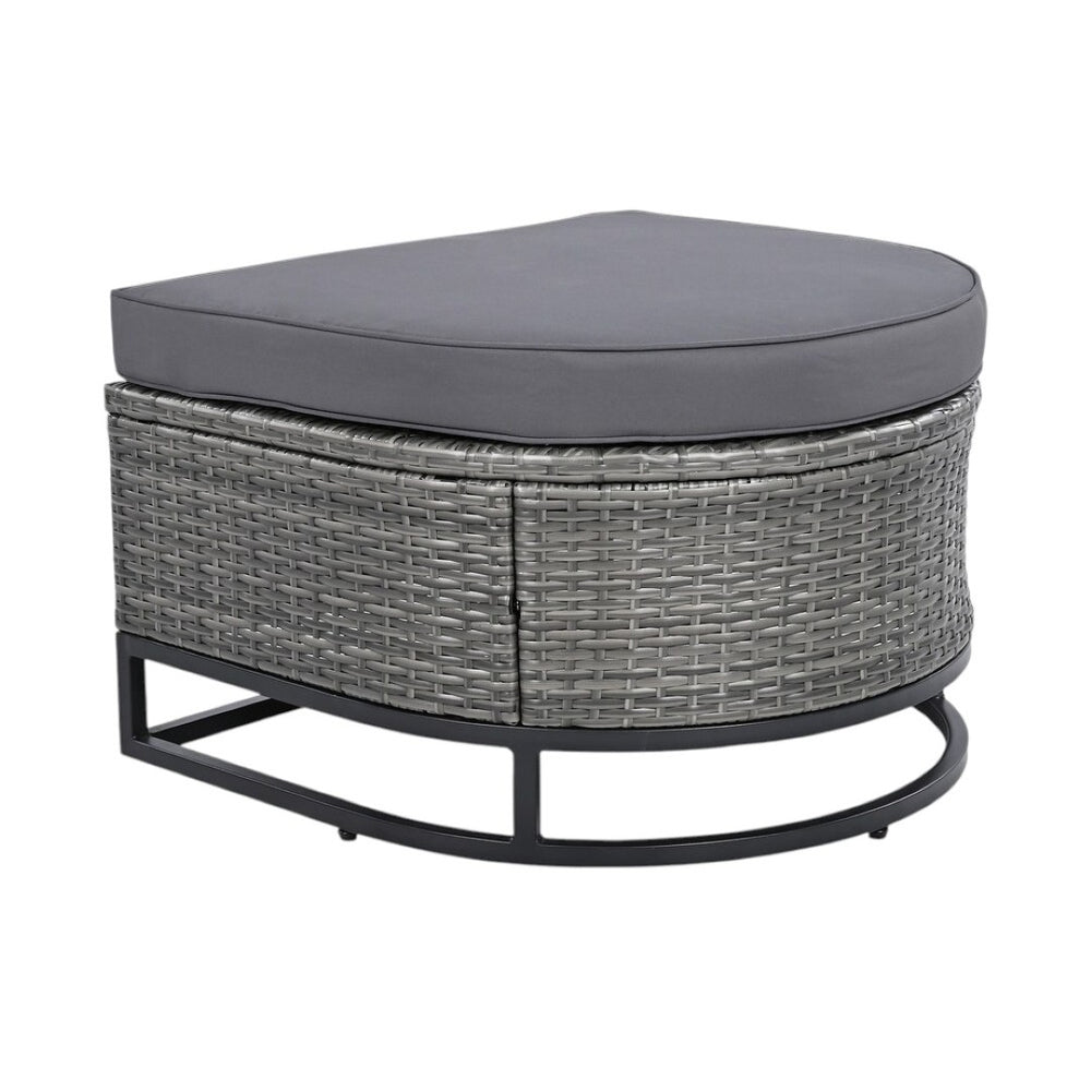 HomeRoots Two Piece Outdoor Wicker Sectional Set with Gray Cushions & Coffee Table for Modern Patios 625678