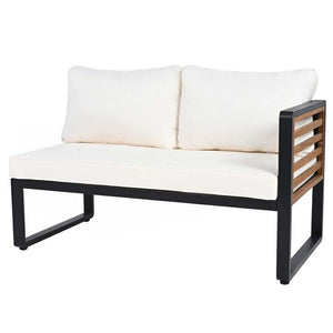 HomeRoots Two Piece Outdoor Sectional Seating Group with Soft Beige Cushions & Durable Metal Frame Design 625679