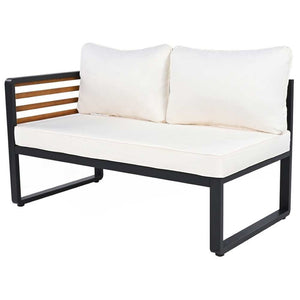 HomeRoots Two Piece Outdoor Sectional Seating Group with Soft Beige Cushions & Durable Metal Frame Design 625679