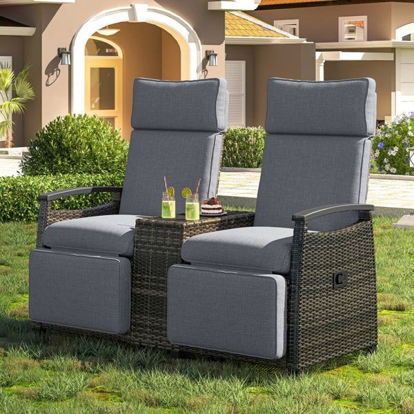 HomeRoots 24" Gray Metal Outdoor Accent Chair with Hidden Storage & Cushions for Comfort and Style 625688