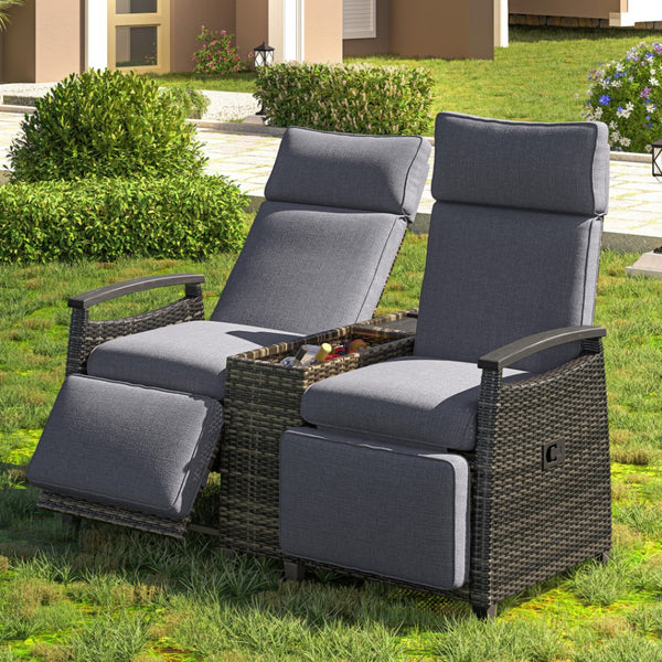 HomeRoots 24" Gray Metal Outdoor Accent Chair with Hidden Storage & Cushions for Comfort and Style 625688