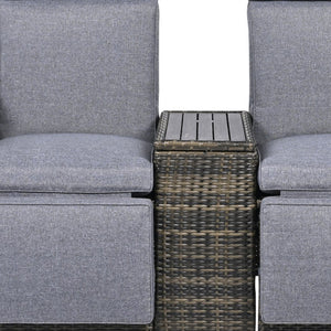 HomeRoots 24" Gray Metal Outdoor Accent Chair with Hidden Storage & Cushions for Comfort and Style 625688