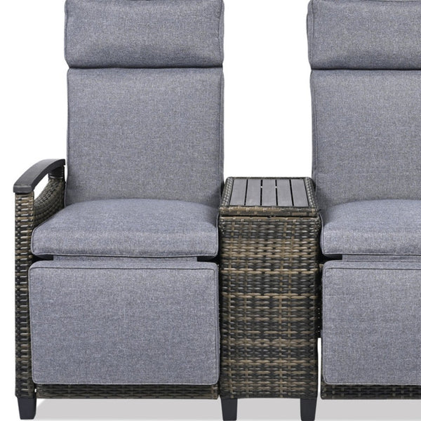 HomeRoots 24" Gray Metal Outdoor Accent Chair with Hidden Storage & Cushions for Comfort and Style 625688