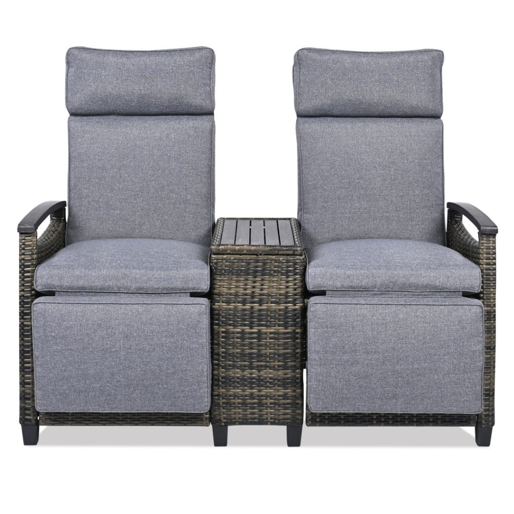 HomeRoots 24" Gray Metal Outdoor Accent Chair with Hidden Storage & Cushions for Comfort and Style 625688