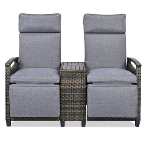 HomeRoots 24" Gray Metal Outdoor Accent Chair with Hidden Storage & Cushions for Comfort and Style 625688