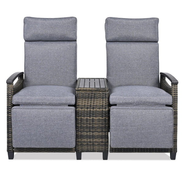 HomeRoots 24" Gray Metal Outdoor Accent Chair with Hidden Storage & Cushions for Comfort and Style 625688