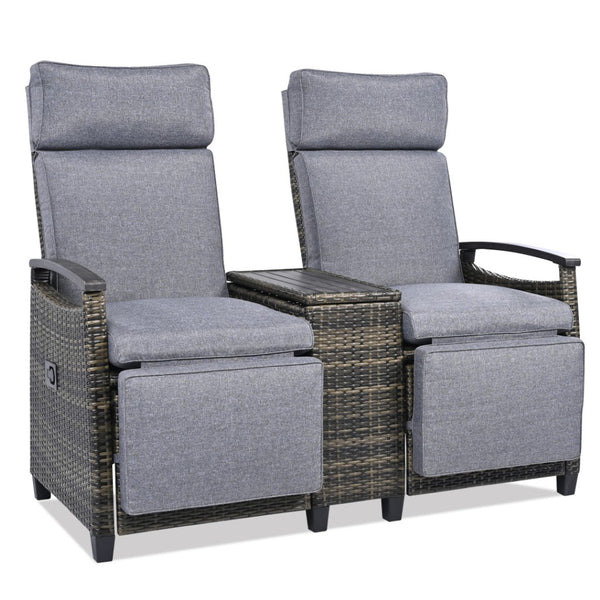 HomeRoots 24" Gray Metal Outdoor Accent Chair with Hidden Storage & Cushions for Comfort and Style 625688