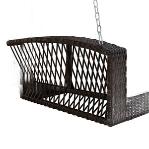 HomeRoots 69" Brown Woven Rattan Swing Chair with Plush Beige Cushions – Perfect for Outdoor Relaxation & Style 625694