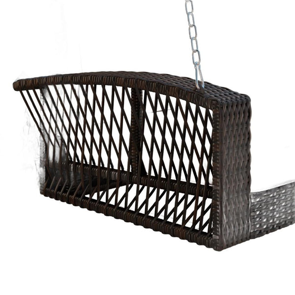 HomeRoots 69" Brown Woven Rattan Swing Chair with Plush Beige Cushions – Perfect for Outdoor Relaxation & Style 625694