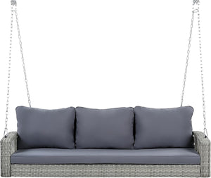 HomeRoots 69" Gray Woven Rattan Outdoor Swing Chair - Spacious & Stylish with Removable Cushions for Comfort 625695