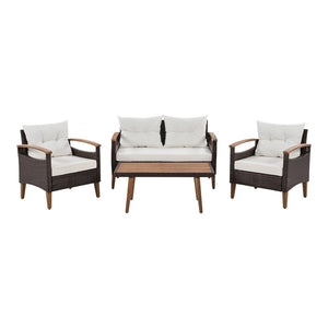 HomeRoots Three Piece Outdoor Rattan Sofa Set with Beige Cushions - Durable, Weather-Resistant Comfort & Style 625698