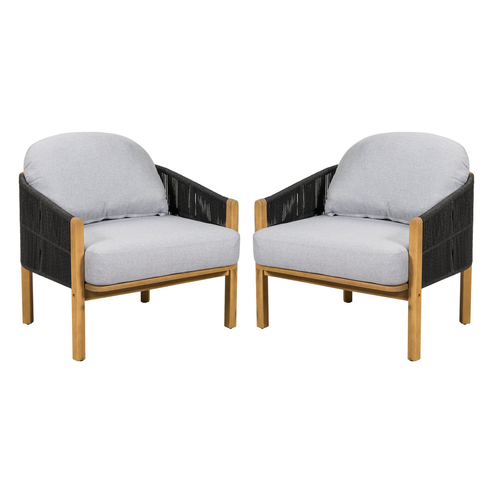 English Elm Christopher Knight Home® - Grotta Outdoor Club Chairs Set Of 2 - Stylish Dark Gray Rope & Plush Cushions For Ultimate Comfort N775P301130G-S2