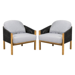 English Elm Christopher Knight Home® - Grotta Outdoor Club Chairs Set Of 2 - Stylish Dark Gray Rope & Plush Cushions For Ultimate Comfort N775P301130G-S2